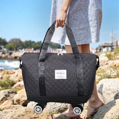 Travel Bag, Multifunctional Luggage Bag, Expandable Luggage Suitcase, Carry on Bag, Rolling Duffle Bag with Detachable Wheels, Travel Essentials Bag, Large Capacity with Zipper Closure, Ideal for Fitness, Yoga, and Everyday