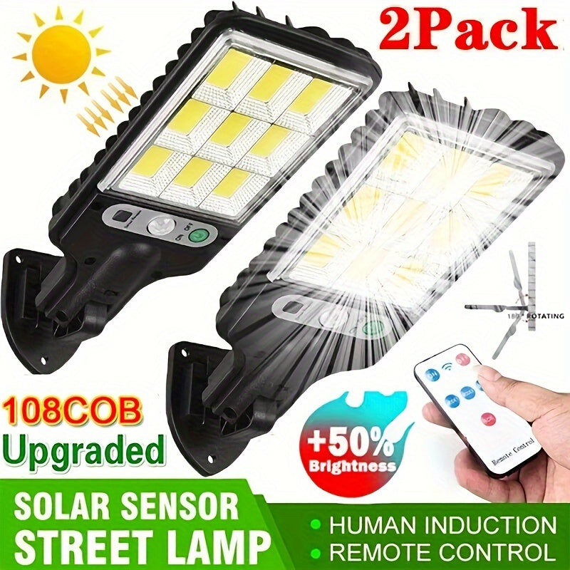 10/8/6/4/2/1PACK Outdoor Solar Lights 108COB Motion Sensor Street Lamp with Remote Control - 3 Lighting Modes, 180° Coverage, Easy-to-Install for Garden Garage Yard Backyard Patio