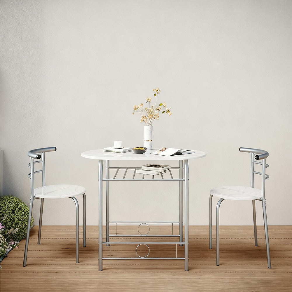 Compact 3-Piece Dining Set with Two Chairs and Storage Shelf - product detail 7