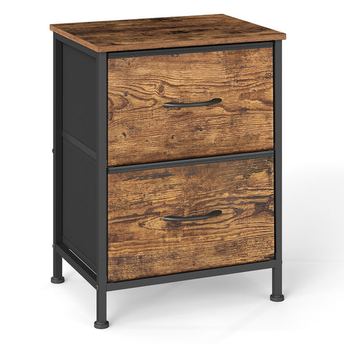 Nightstand with 2 Non-Woven Fabric Drawers, Chest of Drawers for Bedroom, Closet