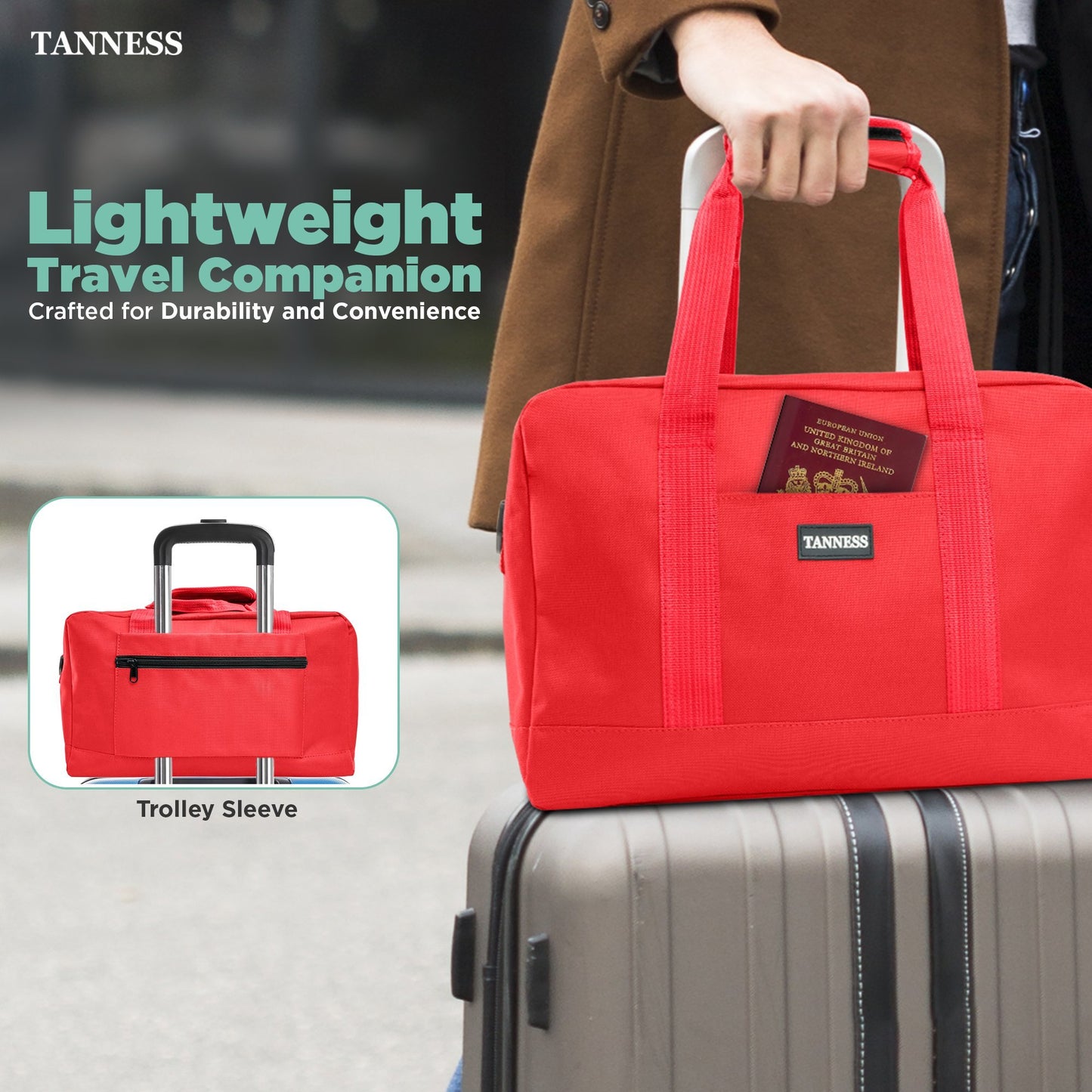 Tanness Ryanair 40x20x25 Cabin Bags with Adjustable Shoulder Strap | 40x20x25 Cabin Bag Holdall Bag, Travel Bag, Under Seat Cabin Bag | Hand Luggage Bag Carry On Bag | Cabin Suitcase Bags