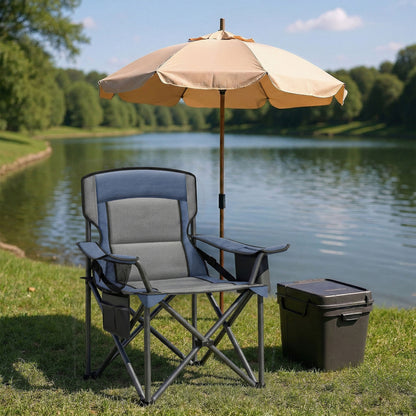 Oversized Lumbar Support Camping Chair, Heavy-Duty Outdoor Folding Chair