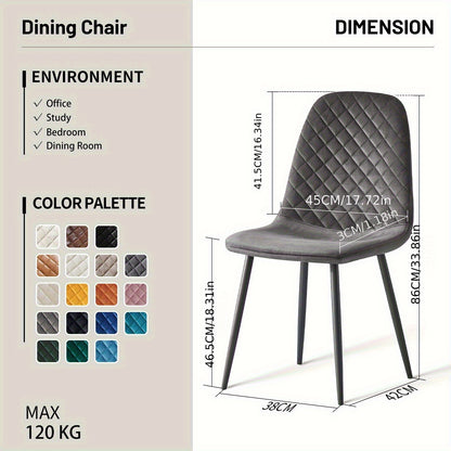 A Set of 2 Or 4 Velvet Dining Chairs with Metal Legs, Fabric Upholstered Seats, Modern Style Dining Chairs, Living Room Side Chairs