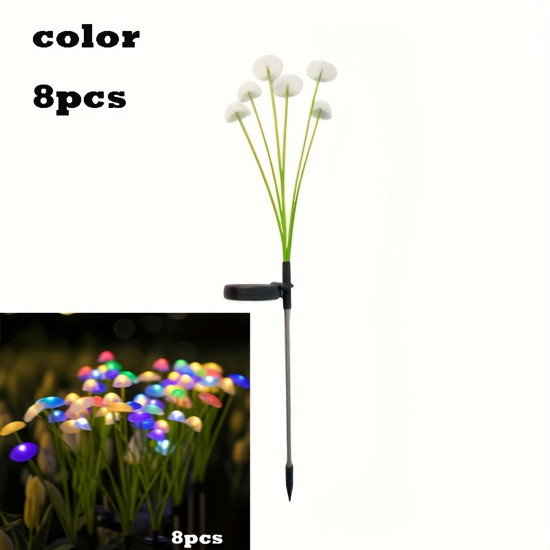Solar Jellyfish Mushroom Garden Lights 6, 8 or 10 Pack – Colourful Atmosphere Stake Lights for Garden, Lawn, Yard & Balcony | Novelty Solar Powered Outdoor Decor & Creative Party Gift