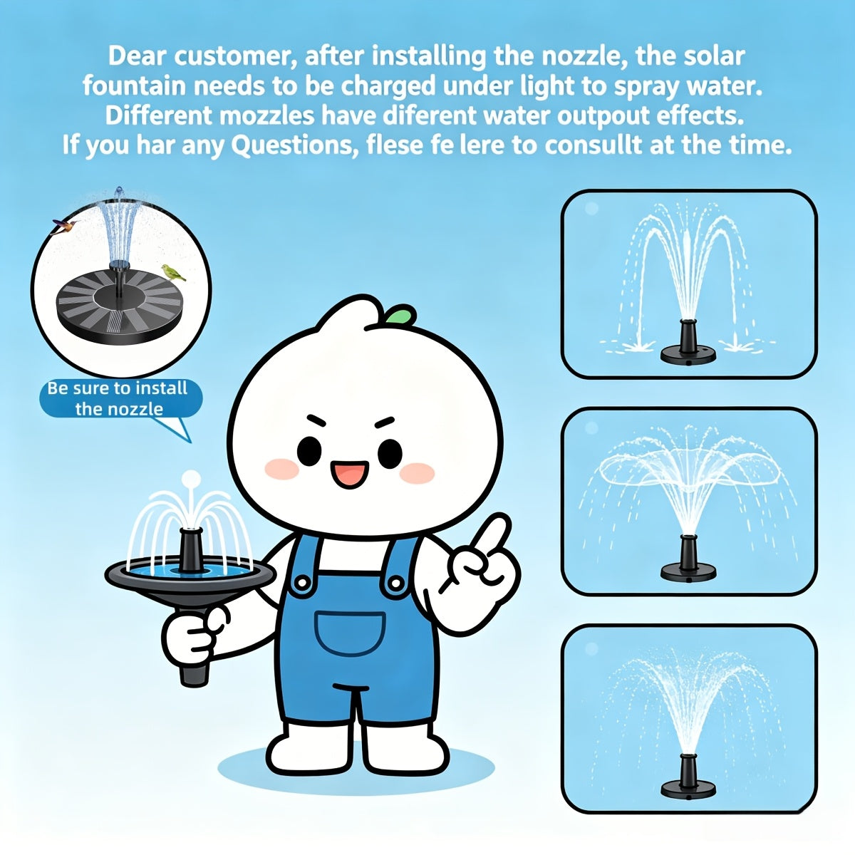 1.8W Solar Fountain Outdoor Floating Fountain Suitable for,, Pond - Water with Floating Base, Fountain for Courtyard Decoration, Bird Bath, Assembly, Plastic for Fountain (No Detachable PV)