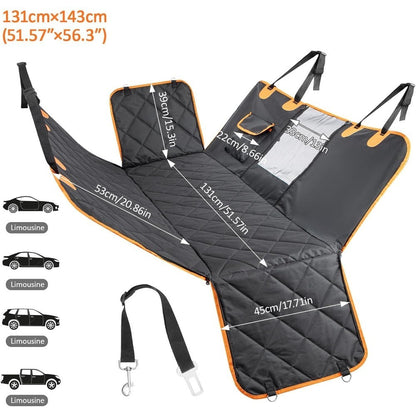 Dog Car Seat Cover Hammock for Back Seat with Mesh Window & Storage Pocket Waterproof Pet Car Bed Protector for Cars SUVs Trucks