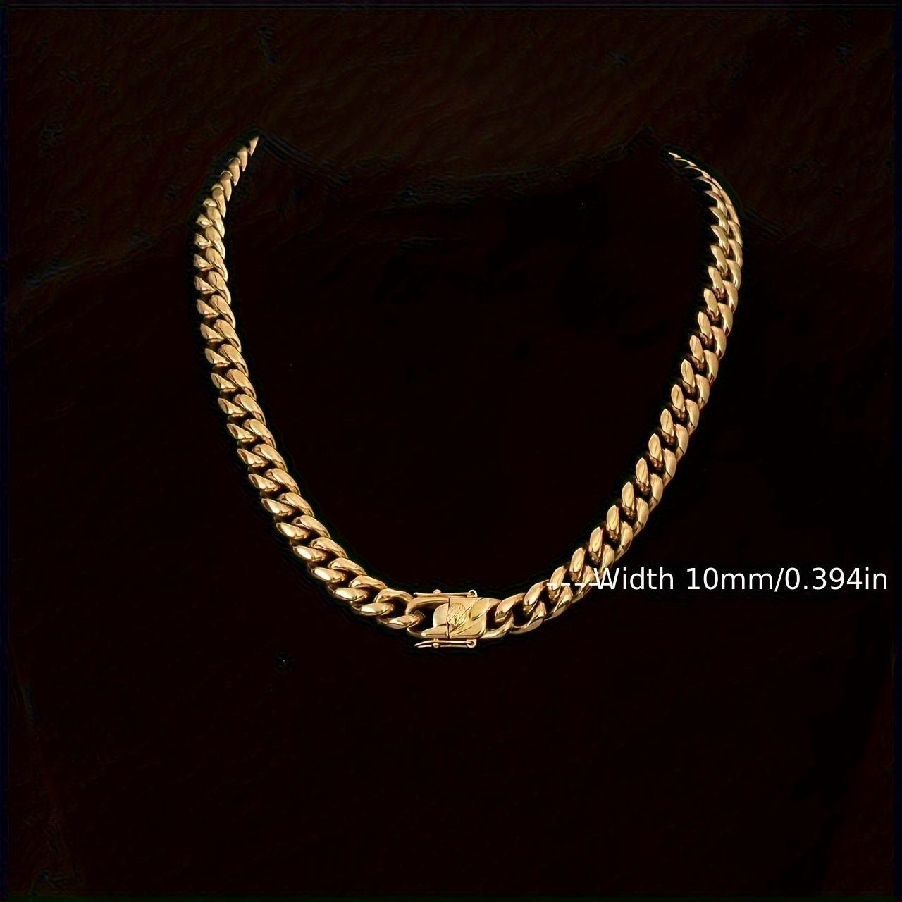 304L 304L Stainless Steel Artificial Round Polished Surface Plated 18K Gold Plated Width 10Mm Golden Cuban Bracelet 'Necklace' Suitable for Men And Women Hip Hop Fashion Accessory Jewelry