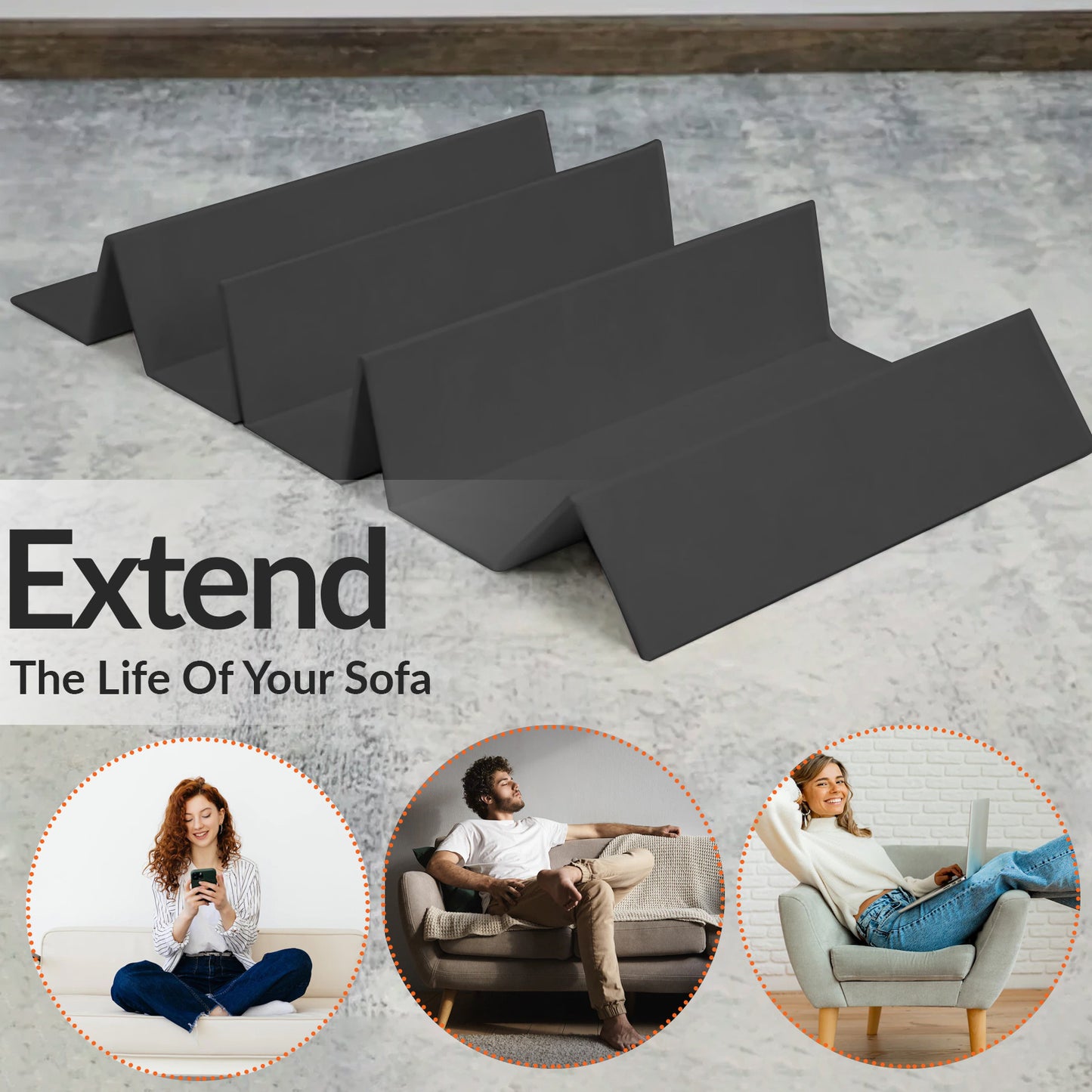 1, 2 & 3 Black Sofa Rejuvenator Boards, Sofa Seat Support Boards, Sofa Saver, Adjustable/Foldable Sagging Sofa Support, BOARD