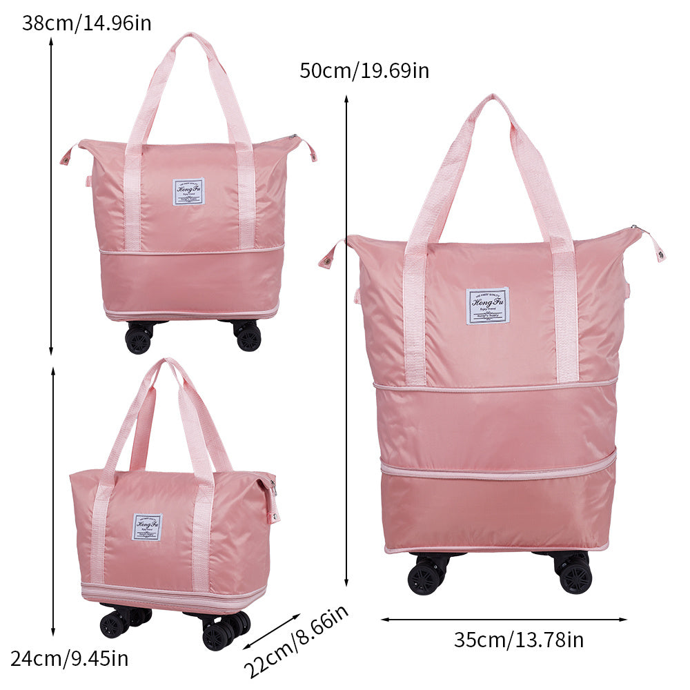 Travel Bag with Detachable Wheels, Expandable Duffel Bags for Women, Foldable Rolling Duffle Bag with Wheels, Carry on Luggage, Gift for Men Women Suitcases