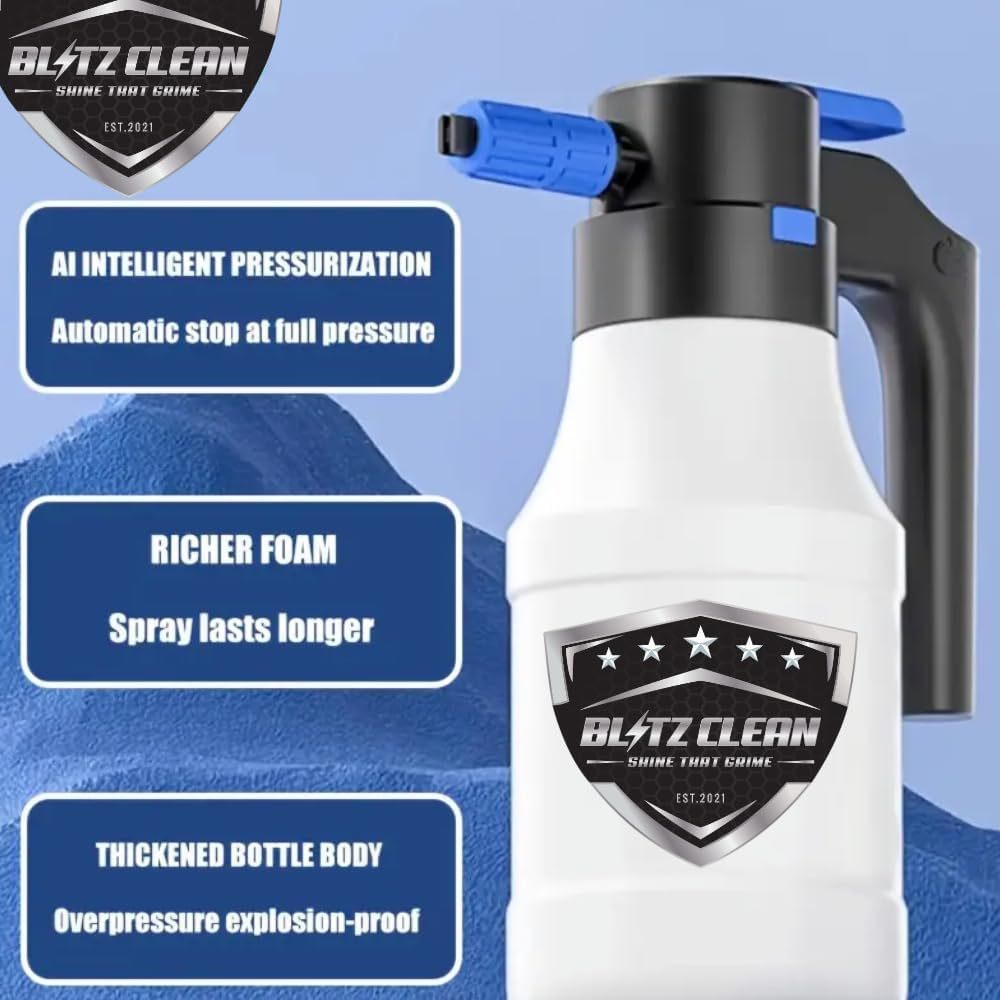 Snow Foam Plus Rechargeable Automatic Snow Cannon Sprayer Gun For Car Van Caravan 5L Super Thick Pre Wash Pressurised Snow Cannon Lance Kit No Jet/Pressure Washer Needed