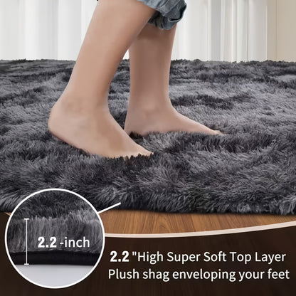1pc Extra Large 230x160cm (7.5x5.2ft) Shaggy Mat - Plush Fluffy Mat with Anti-Slip Backing, Machine Washable Soft Floor Mat for Living Room, Bedroom, Home - Dark Grey Luxury Area Mat
