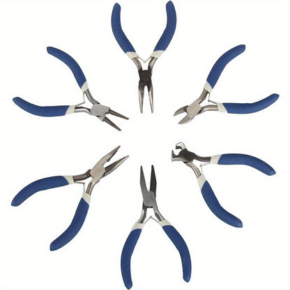 Jewellery Making Pliers Set 9 Piece Carbon Steel Tool Kit with Zipper Case Round Nose Long Nose Bent Nose Flat Nose Diagonal Cutters Scissors Tweezers Ruler for Beading Necklace Craft