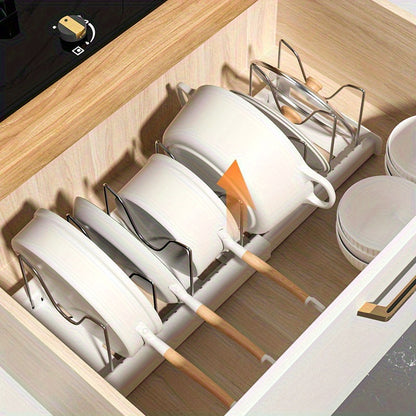 10-Tier Expandable Saucepan Pan Pot Lid Holder Kitchen Organizer Rack Storage White