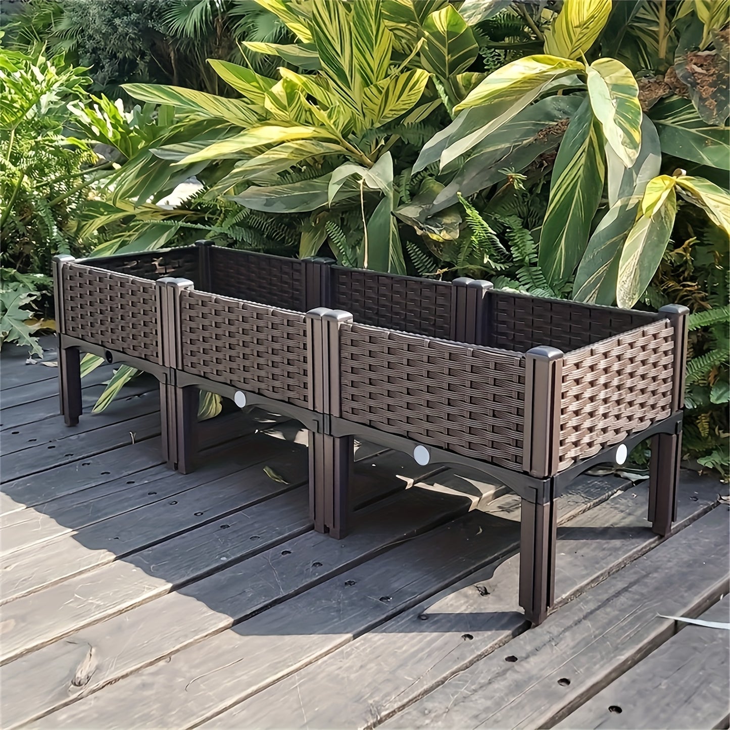 Raised Garden Bed Kit, Elevated Planter Boxes with Removable Legs, Plastic Raised Beds for Growing Veggie Herb Flower Indoor Outdoor, Easy Assembly, 116cm* 40cm* 36cm