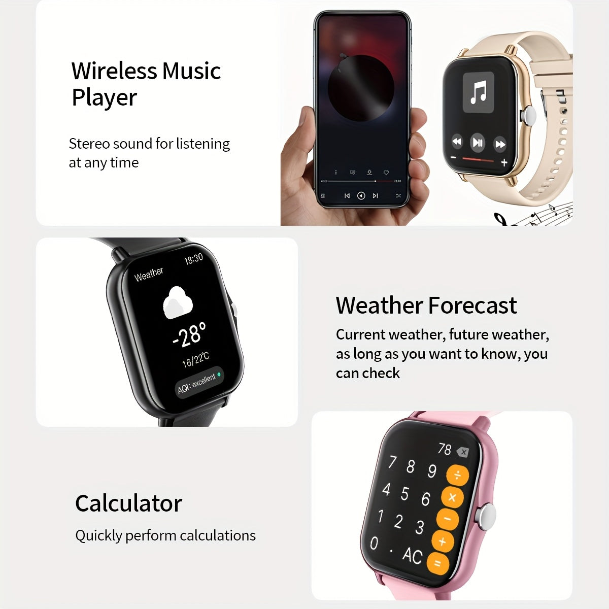 1.83-Inch Smart Watch - Unisex Fitness Tracker - Wireless Calling, Music Play, Weather Forecast - Call Alerts, App Notifications, Versatile Watch Faces - Perfect Gift for Labor Day, Back to School & Christmas - Stylish Sporty Design