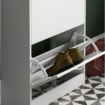 Shoe Cabinet with 2-Drawers, Shoe Cabinet with 2 Spacious Drawers Storage Shoe Rack Organizer Stainless Steel Handles, Entryway Hallway Furniture