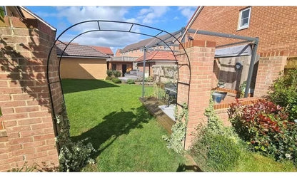 Metal Black Garden Arch Arbor (2.4m) – Powder-Coated Steel Frame Pergola for Climbing Plants, Roses, Weddings & Outdoor Decorations