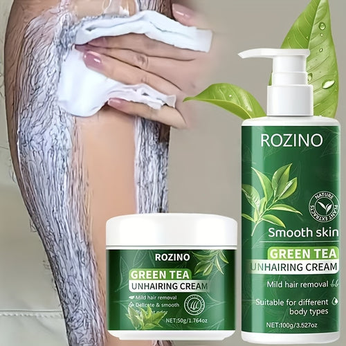2pcs Buy 1 Get 1 Free Green Tea Summer Strong Is Gentle And Non-Irritating, Clean Hair Removal, 5-Minute Strong And Fast Hair Removal, Suitable for Facial, Lip, Armpit Leg Arm Bikini Hair Removal Suitable for Both Men And Women