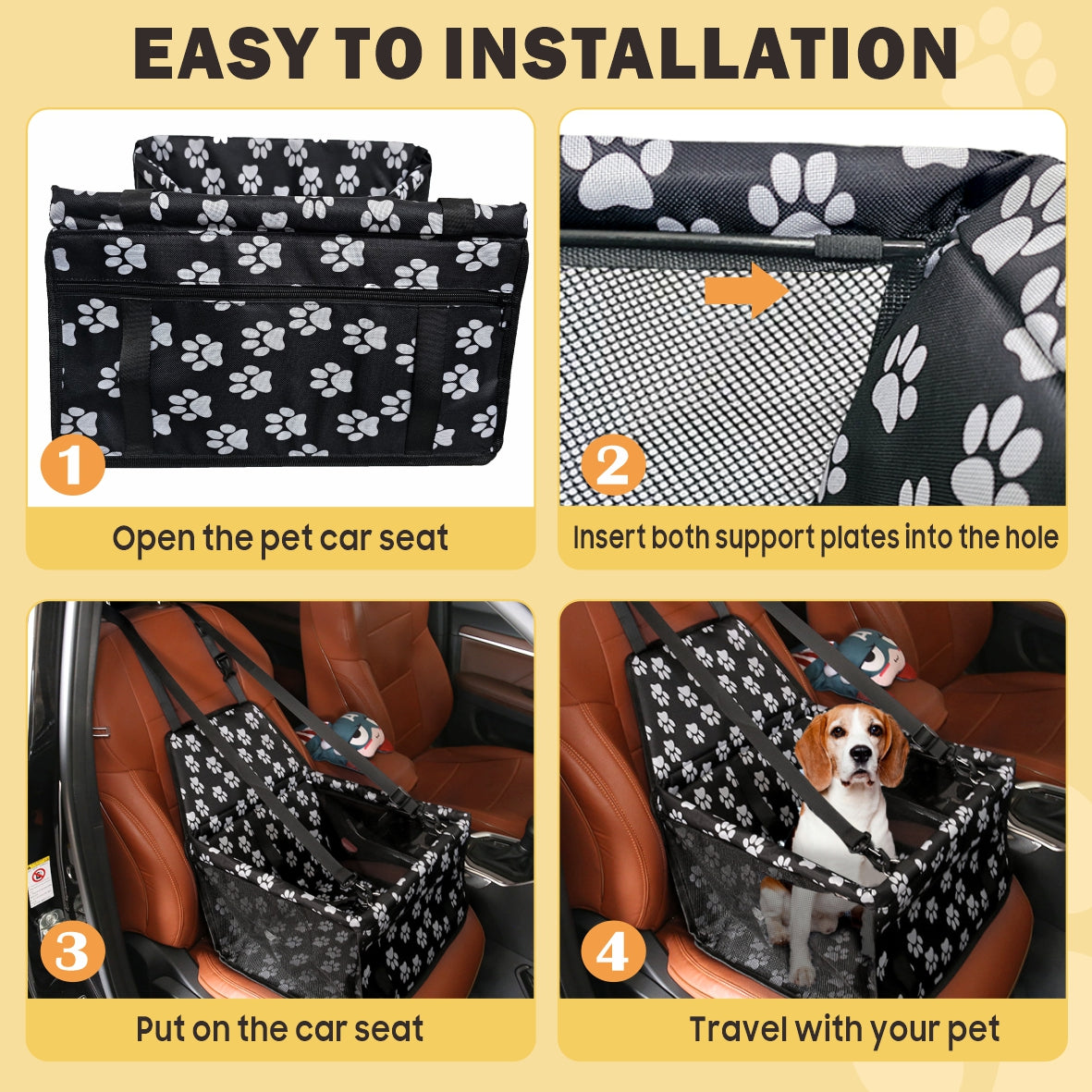 Portable Breathable Bag for Pets, Designed As a Booster Seat for Travel with a Seat Belt