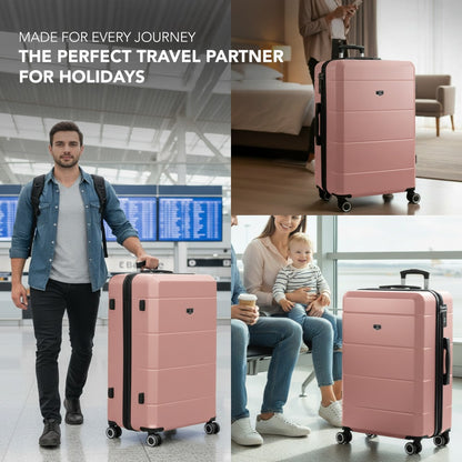 28 Inch Large Suitcase Lightweight ABS Hard Shell with TSA Lock & 4 Spinner Wheels - 75x49x29cm Check-In Luggage, Water-Resistant, UK Stock