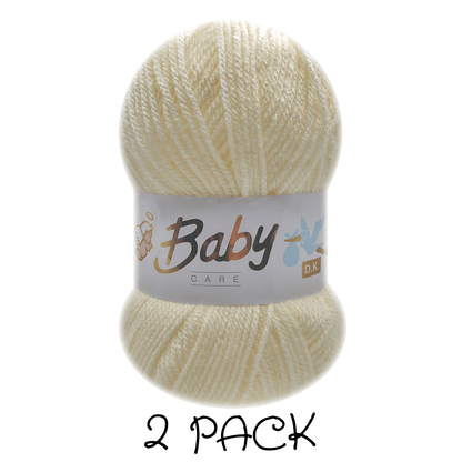 Woolcraft - Baby Care Double Knitting Yarn - 2 or 5 Pack of 100g Balls of 100% Acrylic Yarn - 13 Colours Available - Aqua, Beige, Baby Blue, Oyster, Denim, Lilac, Mint, Peach, Baby Pink, Rouge, Silver, White or Lemon - Perfect for Knitting or Crochet