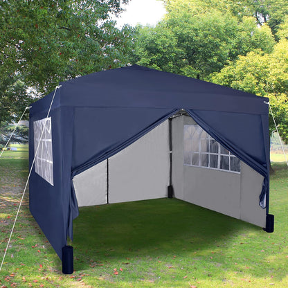 Pop-up Gazebo 3m x 3m with Sides & 4 Weight Bags & Silver Protective Layer Waterproof Marquee Canopy