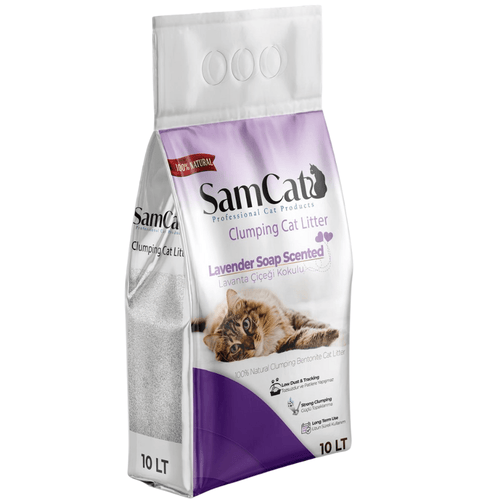 SamCat 10L Lavender-Soap Scented Clumping Cat Litter – Odour Control & Low Dust