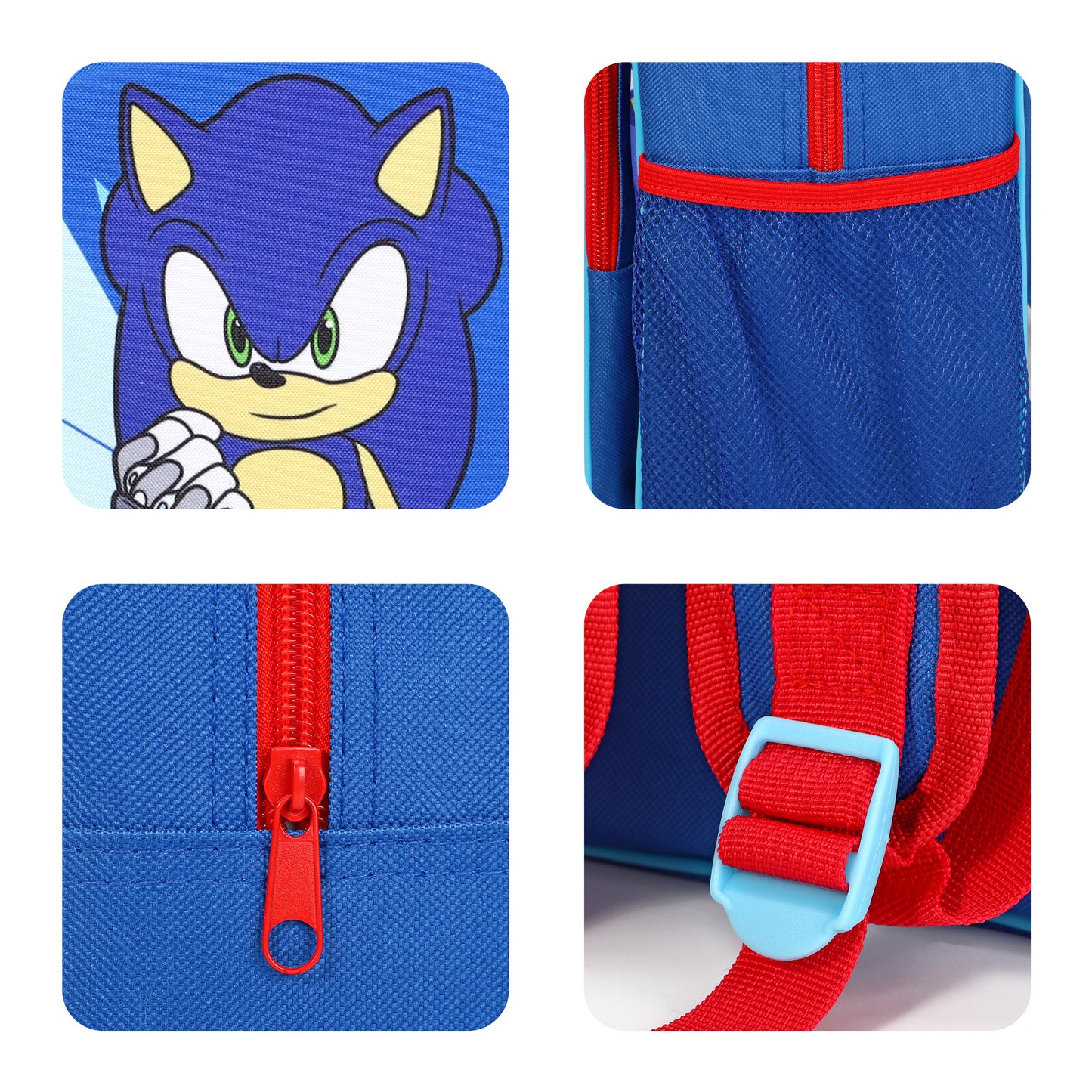 Sonic Prime Kids Childrens Premium Backpack School Rucksack Travel Bag with side mesh pocket and front zipped pocket