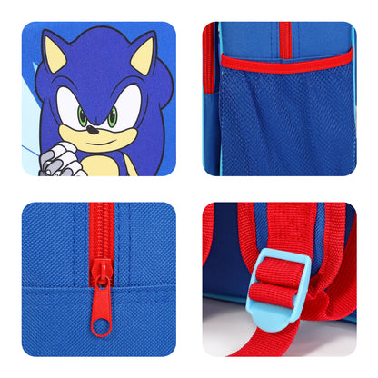 Sonic Prime Kids Childrens Premium Backpack School Rucksack Travel Bag with side mesh pocket and front zipped pocket