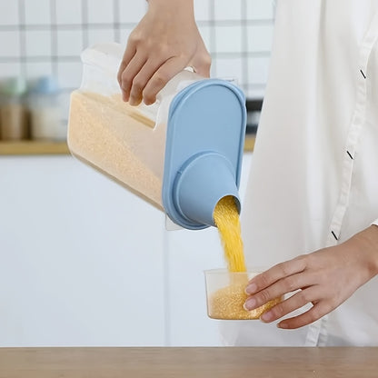 4pcs Cereal Storage Containers Airtight Storage Container With Spout For Kitchen Plastic Dry Dispenser Containers With Measuring Cup For Cereals Rice Pet Food Dry Food
