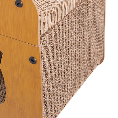 Double Layer Density Board Cat Nest Corrugated Paper Cat Scratch Board, Integrated Cat Room for Rest and Entertainment, Wear-resistant and Non Shedding, Universal Plush Cat Toy for All Seasons, Scratch Resistant Cat Pole, Vertical Cat Climbing Frame