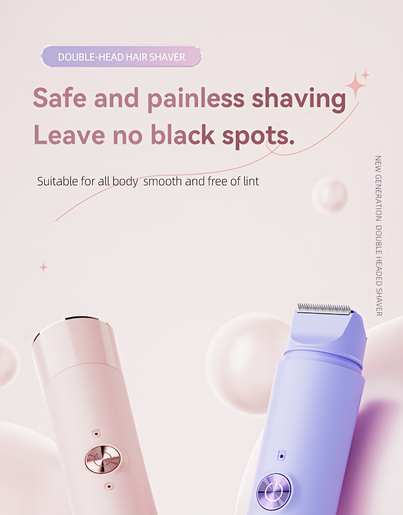 Women'S Double-Headed Shaver; Full Body Hair Removal Machine Home Use Travel Razor 2-In-1 Electric Shaver Suitable for Bikini, Eyebrows, And Armpits; Dry And Wet Trimmer Rechargeable, Cordless - Painless Hair Removal; Gentle And Light Beige-Friendly