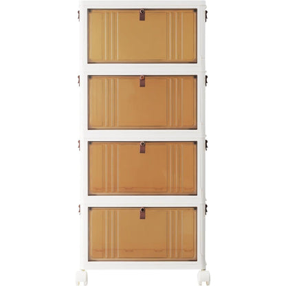 Stackable Storage Box with Wheels, 4 Levels, 28 L