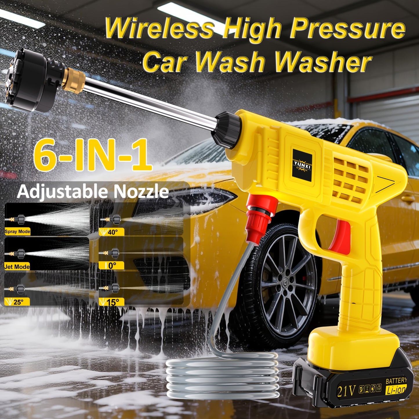 The New 2025 Wireless High-pressure Water Gun Will Be Equipped with a Battery Powered Wireless Cleaning Machine, a Rechargeable Battery and Charging Kit, a Portable High-pressure Cleaning Machine, Suitable for Outdoor Vehicle Cleaning and Watering.