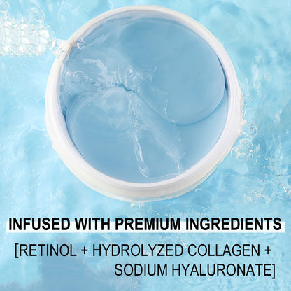 60-Pcs Collagen and Retinol Eye Masks, Intensive Hydration, Deep Moisturizing, Leaves Eye Area Skin More Delicate and Firm, Gives Eye Skin Radiance, Improves Skin Elasticity, Eliminates Dryness and Dullness, Eye Care, Eye Masks, Eye Patches