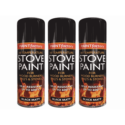 3× Stove Black Matte Heat-Resistant Surface Coating 400ml High-Temperature Decorative Finish Set