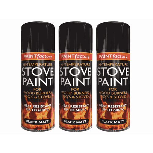 3× Stove Black Matte Heat-Resistant Surface Coating 400ml High-Temperature Decorative Finish Set