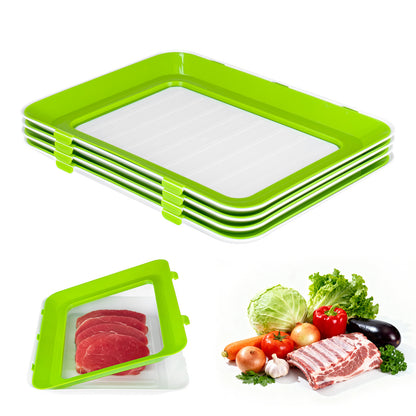 Stretch-Fit Food Storage Containers Reusable Preservation Trays for Fridge Organization – Perfect for Vegetables, Fruits, and Meats – Space-Saving Stackable Design
