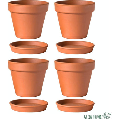 Clay Pots for Plants with Saucer - Terracotta Plant Pots with Drainage Hole, Pots for Plants for Indoor/Outdoor Use