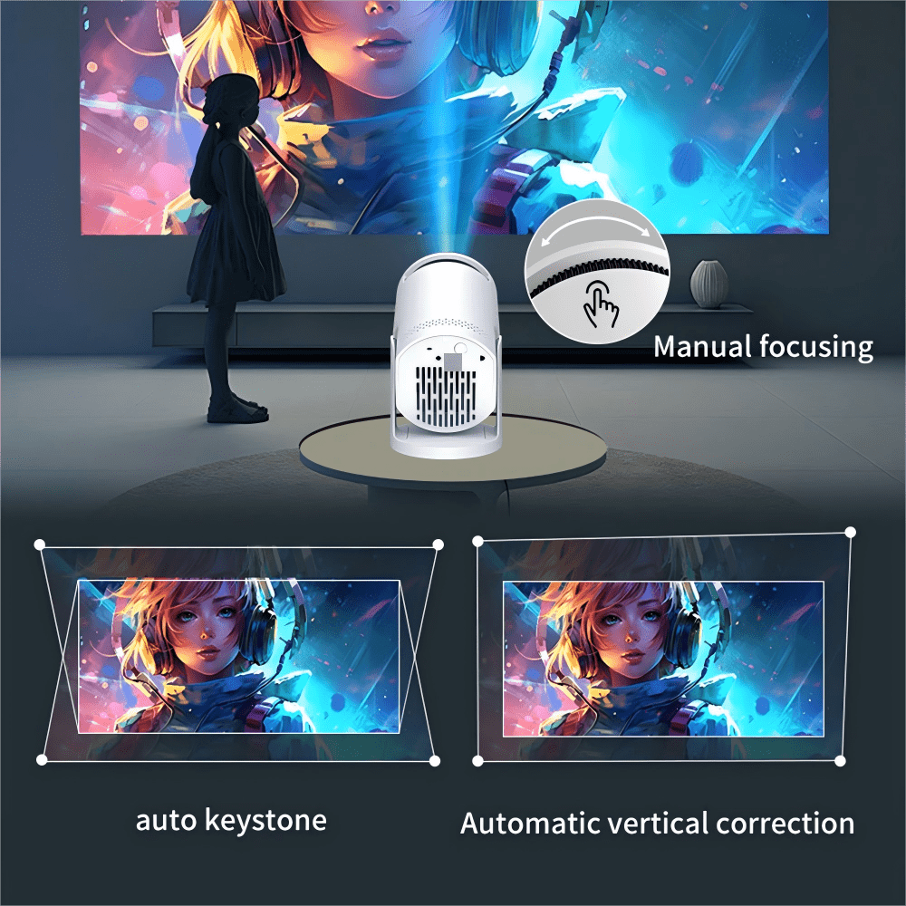 Projector Portable Mini Projector Wireless Connection with Speakers For Phone Movies, without built-in app, Dual 200 ANSI Allwinner Home Cinema Office Projetors High-definition Decoding Video, Cast High Definition Large Screen Movies, Cast High Definition