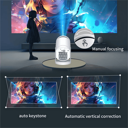 Projector Portable Mini Projector Wireless Connection with Speakers For Phone Movies, without built-in app, Dual 200 ANSI Allwinner Home Cinema Office Projetors High-definition Decoding Video, Cast High Definition Large Screen Movies, Cast High Definition