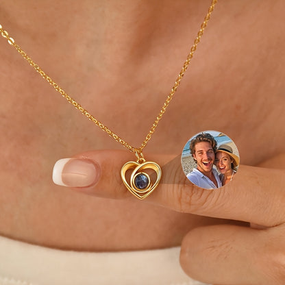 Stainless Steel Custom Photo Necklace 304 304 304 304 Personalized Heart Projection Pendant Daily Wear Unisex Couple Necklaces Anniversary Gift for Her Luxury Wedding Jewelry Birthday Gift for Boyfriend Graduation Valentine's Day