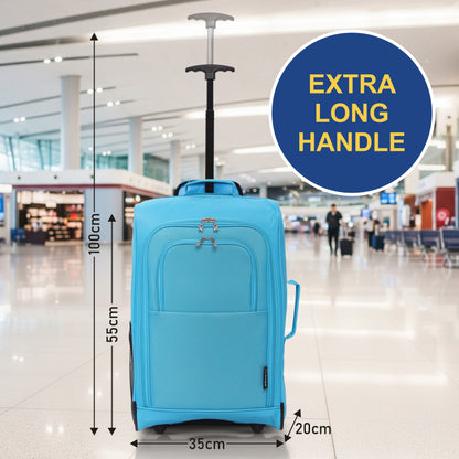 5 Cities 21” / 55cm Lightweight Carry On Travel Cabin Trolley Bag with Wheels, Cabin Approved Hand Luggage, 2 Year Warranty – Black