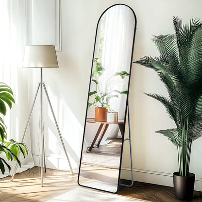 Full-Length Arched Mirror 150x40 cm / 160x50 cm – Large Standing Floor Mirror with Sleek Aluminum Frame – Modern Full Body Mirror for Bedroom or Hallway