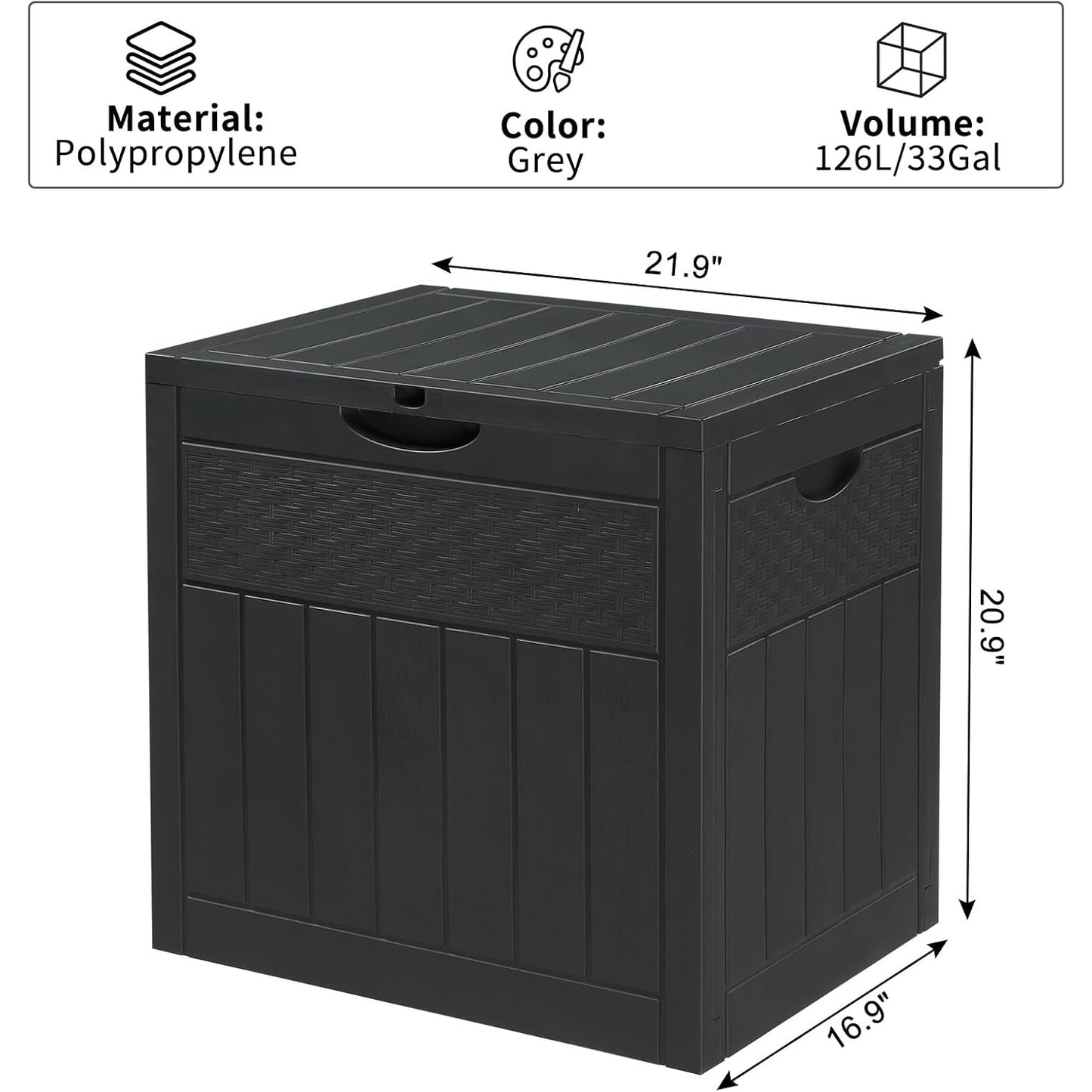 Garden Storage Box 126L, Waterproof Parcel Box Outdoor with Lid, Plastic Storage for Deliveries, Patio Cushions, Garden Tools