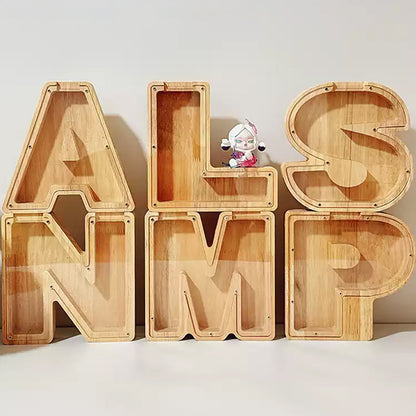 1 unique 18cm*18cm wooden letter jar - 26 creative A-Z letter storage containers, transparent design, birthday gift idea, home decoration, best friend gift, and functional holiday present.