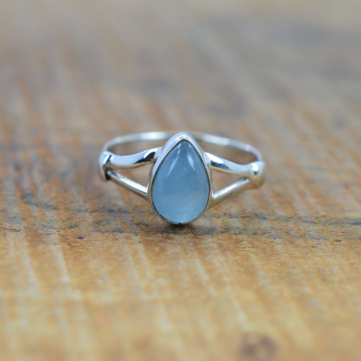 925 Sterling Silver Pear Gemstone Ring in Onyx, Larimar and More, Minimal Daily Wear Jewelry for Women