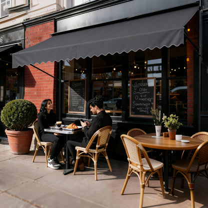 Clamp Awning With Hand Crank Balcony Awning No Drilling Awning Retractable Sun Protection Made Of Polyester UV-Resistant And Height Adjustable Patio Canopy, Dark Grey/Light Grey, 200/250/300/350/400 X 120 Cm