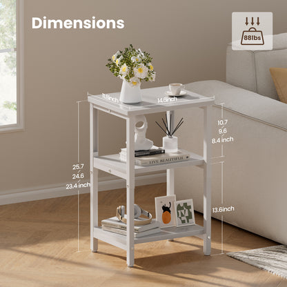 Bookshelf, Sofa Side Table Living Room, Industrial End Table With 3-Tier Storage Shelves, Bedside Tables With Height Adjustable, Steel Frame, Nightstand 37 x 30 x 59.4/62.4/65.4 cm, 4 Colors