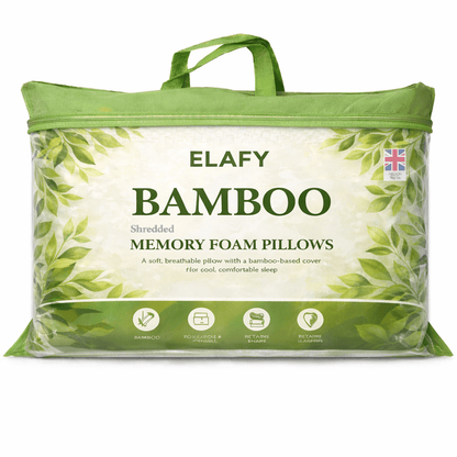 Memory Foam Bamboo Pillow Premium Firm Neck Support and Foam Orthopaedic Hypoallergenic Shredded Bed Pillow PACK OF 1 AND 2 BAMBOO PILLOW.